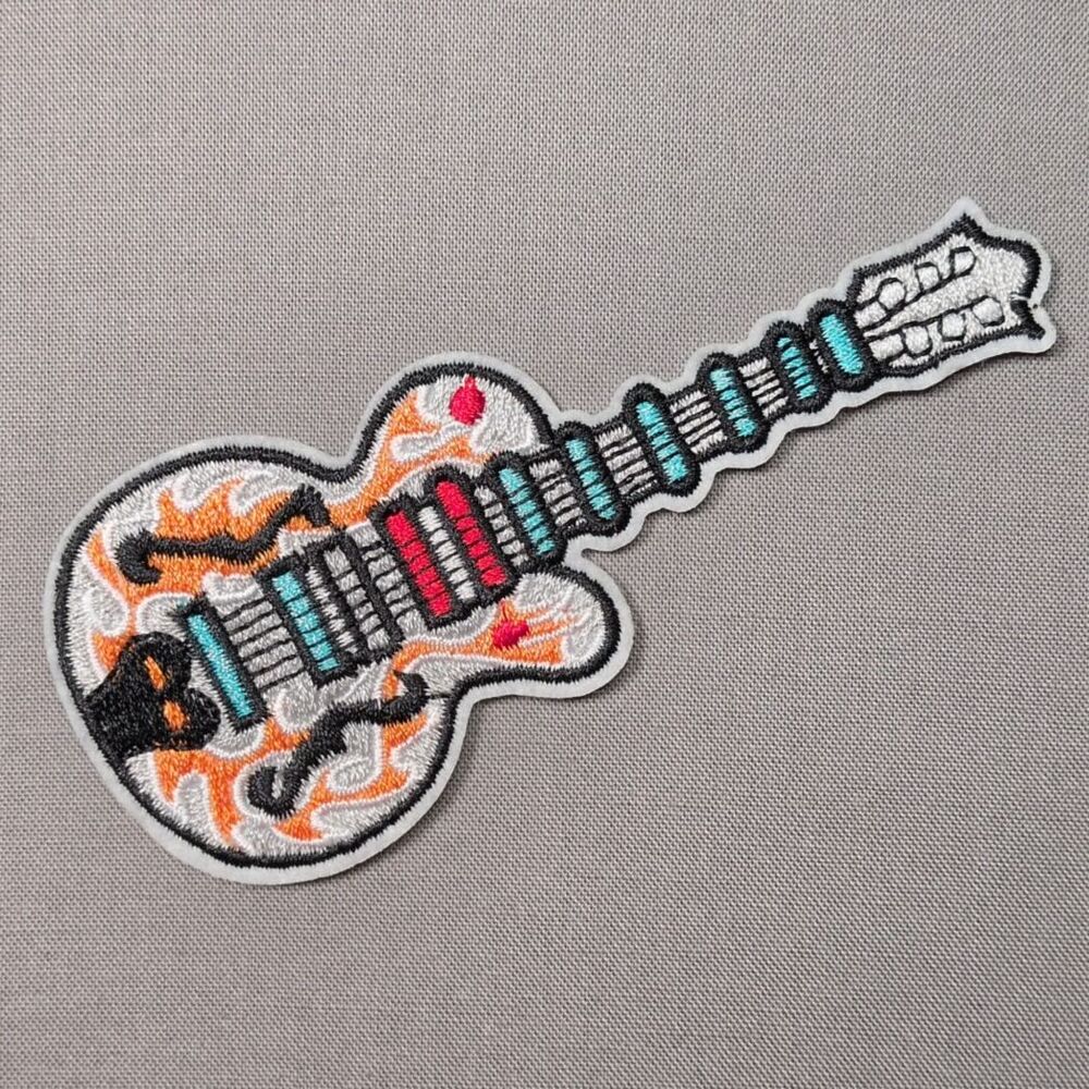 Guitar Embroidered Iron On Patch | Music Patch